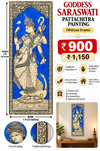 Picture of GODDESS SARASWATI PATTACHITRA PAINTING (WITHOUT FRAME)